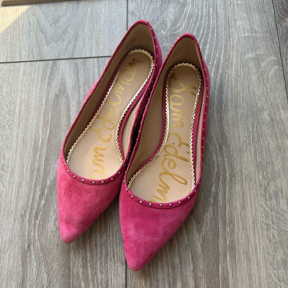 SAM EDELMAN Pink Suede Rivera Flat